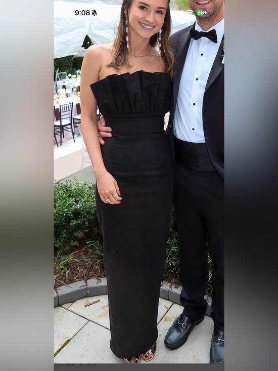 sau lee Dresses & Skirts - Strapless Black Maxi Dress with Ruffled Bodice